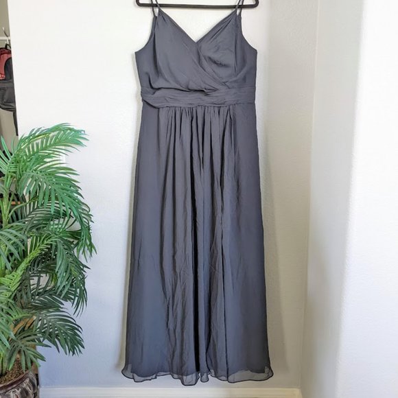 AW Bridal Joie Bridesmaid Formal Prom Special Occasion Dress, 16, Grey - Picture 4 of 10